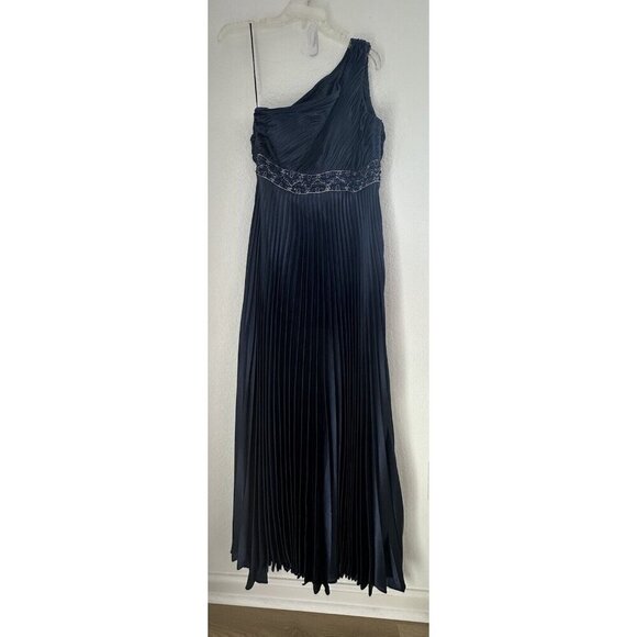 JS Collections WMN Evening Gown 8 Navy Empire Waist Pleated Whimsygoth Y2K Rare - Picture 2 of 9
